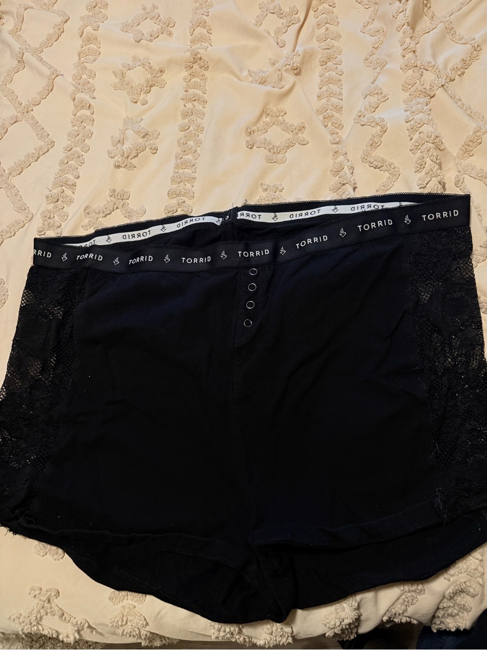 torrid Black Lace-Trim Boxer Shorts